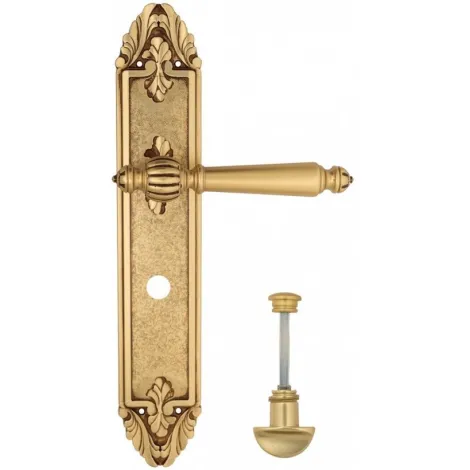 Дверная ручка Venezia \"PELLESTRINA\" WC-2 на планке PL90 французское золото + коричневый