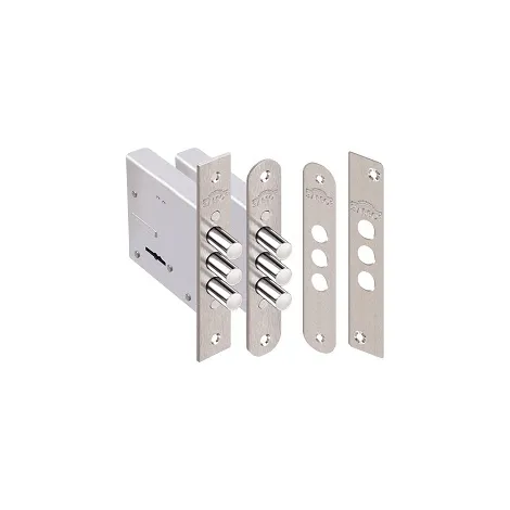 Замок врезной Elbor (Эльбор) Кремень 1.04.04.К никель, сува., 3 риг., зап. планка, лиц. планка закругл.