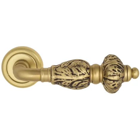 Дверная ручка на круглом основании Venezia \"LUCRECIA\" D1 французское золото + коричневый