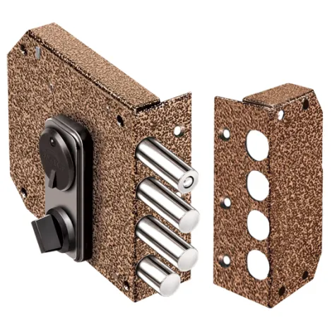 Замок накладной Elbor сувальдный с задвижкой Базальт 1.05.59.МА (медный антик), 5 кл. /32780/