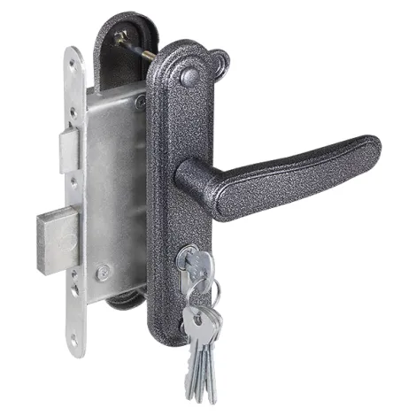 Замок врезной цилиндровый с защелкой в комплекте с ручкой Zenit ЗВ4-3.03 (серебро), 4 кл.