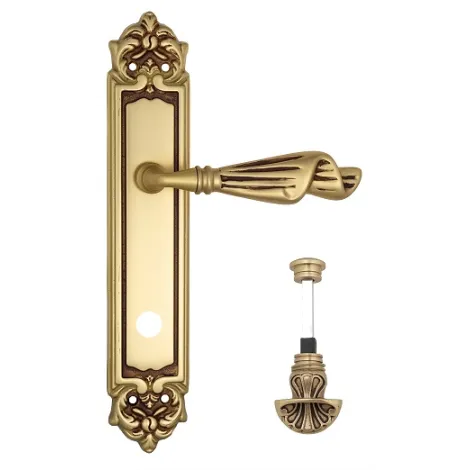 Дверная ручка Venezia \"OPERA\" WC-4 на планке PL96 французское золото + коричневый