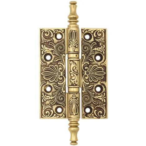 Дверная петля универсальная латунная с узором Venezia CRS011 102x76x4 французское золото +коричневый