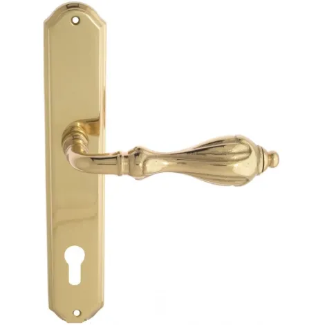 Дверная ручка Venezia \"ANAFESTO\" CYL на планке PL02 полированная латунь
