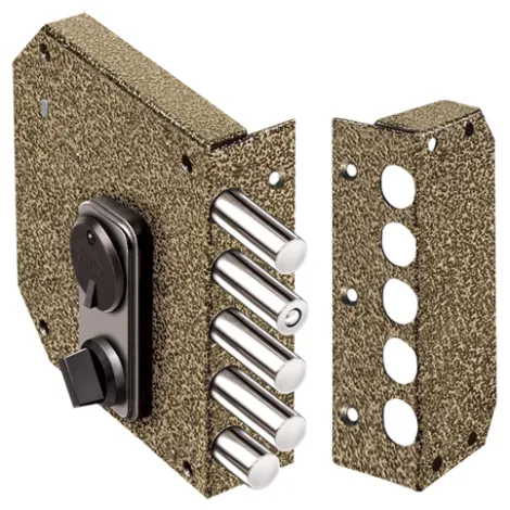 Замок накладной Elbor сувальдный с задвижкой Базальт 1.05.61.МА (медный антик), 5 кл. /13919/