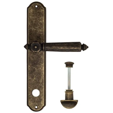 Дверная ручка Venezia \"CASTELLO\" WC-2 на планке PL02 античная бронза