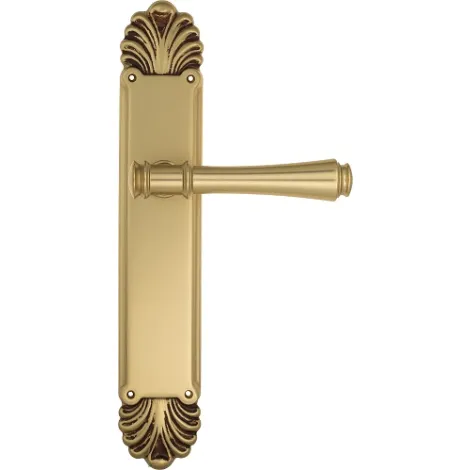 Дверная ручка Venezia \"CALLISTO\" на планке PL87 французское золото + коричневый