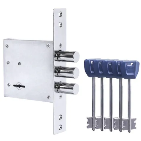 Замок Punto врезной сувальдный MDV30S-817 CP (V30/S) CP хром длиный ключ