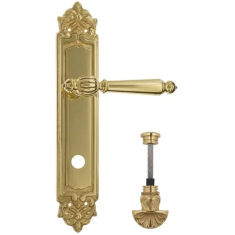 Дверная ручка Venezia \"PELLESTRINA\" WC-4 на планке PL96 полированная латунь