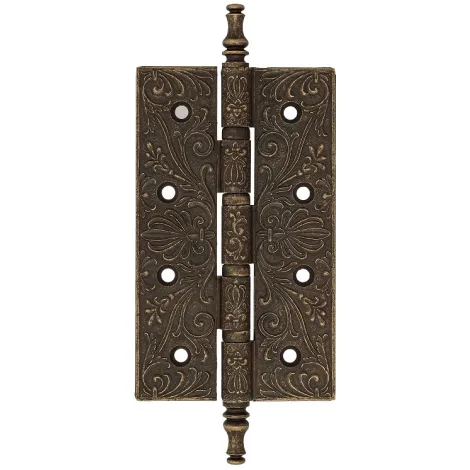 Дверная петля универсальная латунная с узором Venezia CRS012 152x89x4 античная бронза