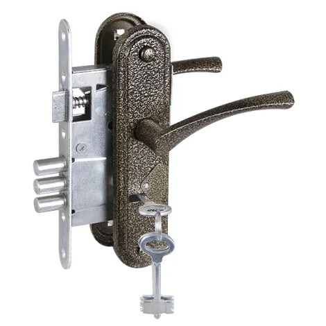 Замок врезной сувальдный с защелкой в комплекте с ручкой Zenit ЗВ9-4-2 (бронза), 3 кл.