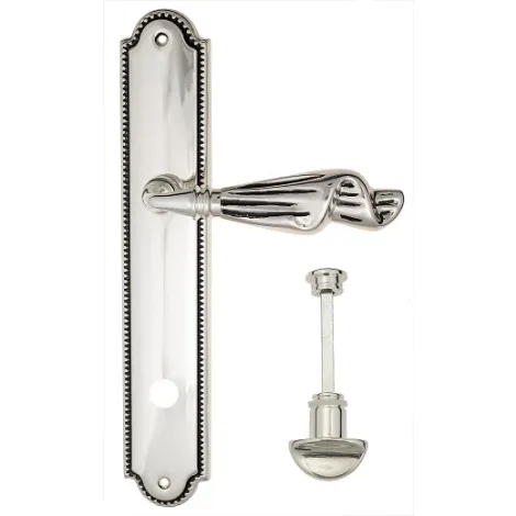 Дверная ручка Venezia \"OPERA\" WC-2 на планке PL98 натуральное серебро + черный