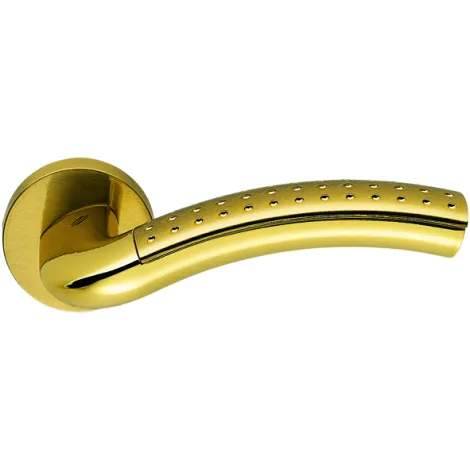 Дверная ручка на круглом основании Colombo Milla-41 матовое золото/полированная латунь