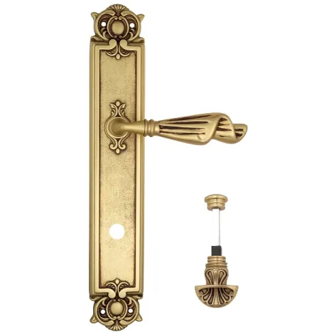 Дверная ручка Venezia \"OPERA\" WC-4 на планке PL97 французское золото + коричневый