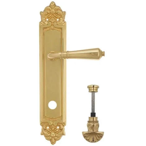 Дверная ручка Venezia \"VIGNOLE\" WC-4 на планке PL96 полированная латунь