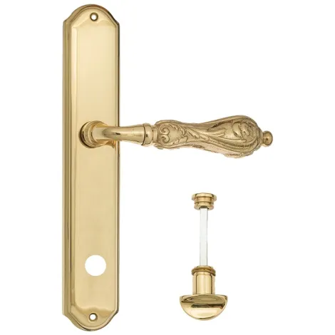Дверная ручка Venezia \"MONTE CRISTO\" WC-2 на планке PL02 полированная латунь