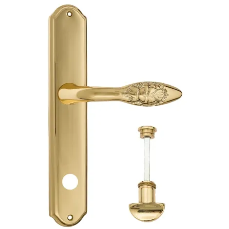 Дверная ручка Venezia \"CASANOVA\" WC-2 на планке PL02 полированная латунь