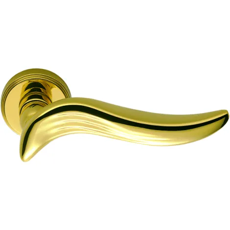 Дверная ручка на круглом основании Colombo Piuma полированная латунь