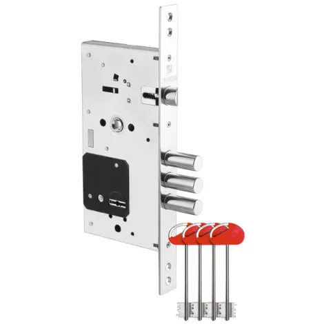 Замок врезной Fuaro сувальдный с защелкой V25/S-60.85.3R16 4 ключа