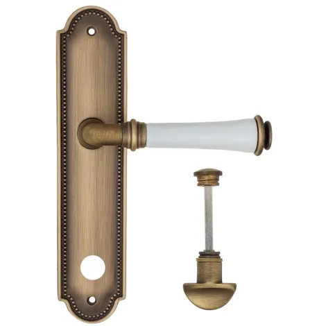 Дверная ручка на планке Fratelli Cattini \"GRACIA CERAMICA BIANCO\" WC-2 PL248-BY матовая бронза