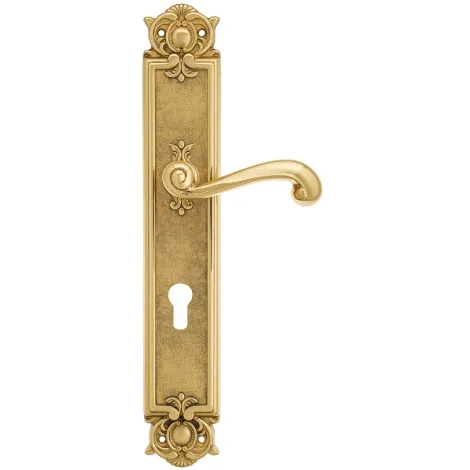 Дверная ручка Venezia \"CARNEVALE\" CYL на планке PL97 полированная латунь