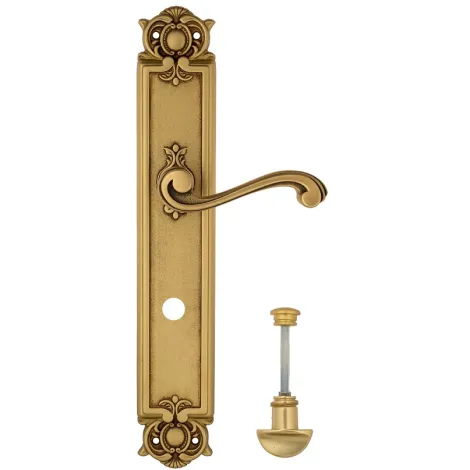 Дверная ручка Venezia \"VIVALDI\" WC-2 на планке PL97 французское золото + коричневый