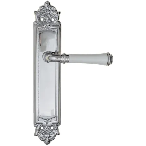 Дверная ручка на планке Fratelli Cattini \"GRACIA CERAMICA BIANCO\" PL96-CR полированный хром