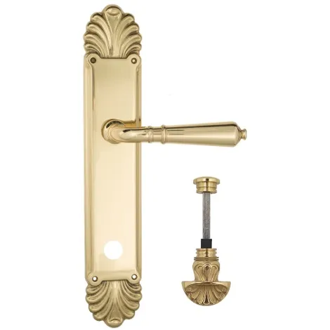 Дверная ручка Venezia \"VIGNOLE\" WC-4 на планке PL87 полированная латунь