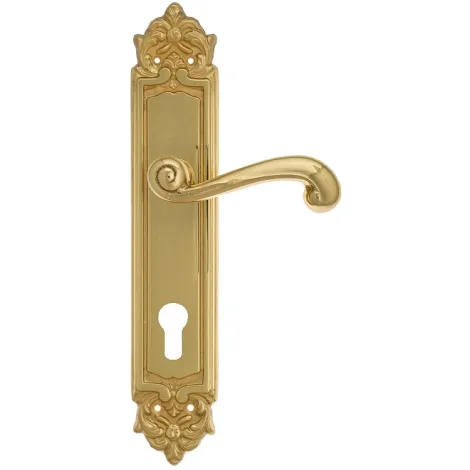 Дверная ручка Venezia \"CARNEVALE\" CYL на планке PL96 полированная латунь