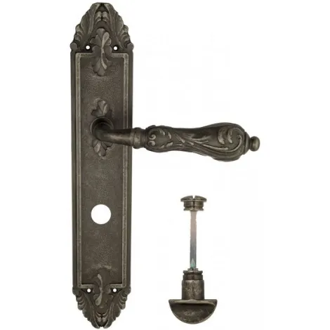 Дверная ручка Venezia \"MONTE CRISTO\" WC-2 на планке PL90 античное серебро