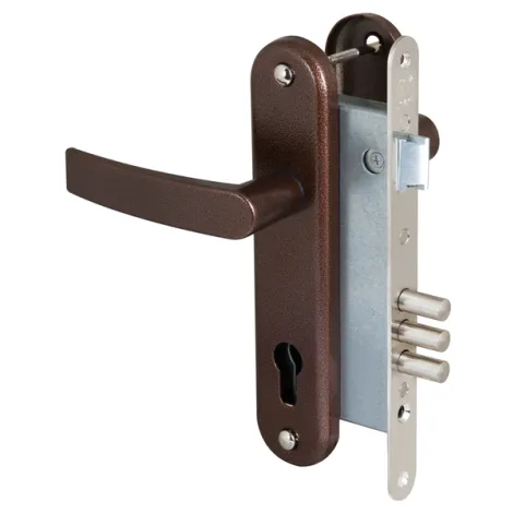 Корпус врезного замка с защёлкой в комплекте с ручкой Sam ЗВ4-3 (медный антик) /78103/