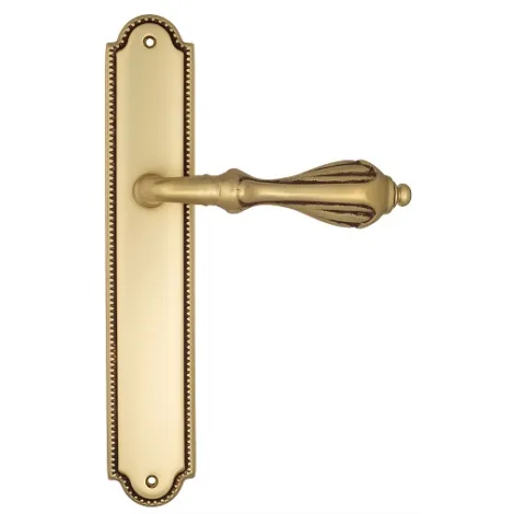 Дверная ручка Venezia \"ANAFESTO\" на планке PL98 французское золото + коричневый