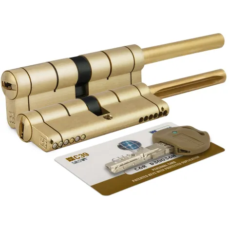 Цилиндровый механизм Mottura под вертушку (дл. шток) C39P513101LC5 (82 мм/46+10+26), ЛАТУНЬ (PVD)