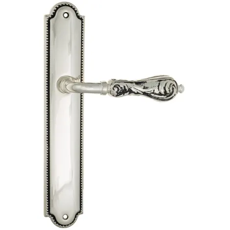Дверная ручка Venezia \"MONTE CRISTO\" на планке PL98 натуральное серебро + черный