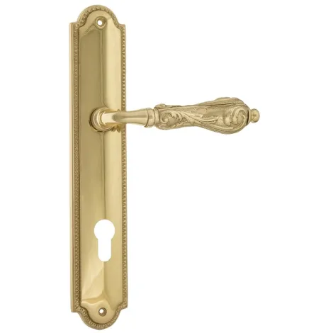 Дверная ручка Venezia \"MONTE CRISTO\" CYL на планке PL98 полированная латунь