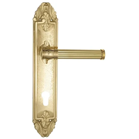 Дверная ручка Venezia \"IMPERO\" CYL на планке PL90 полированная латунь