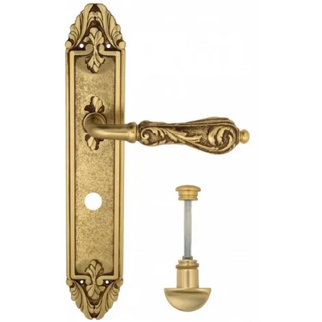 Дверная ручка Venezia \"MONTE CRISTO\" WC-2 на планке PL90 французское золото + коричневый