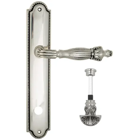 Дверная ручка Venezia \"OLIMPO\" WC-4 на планке PL98 натуральное серебро + черный