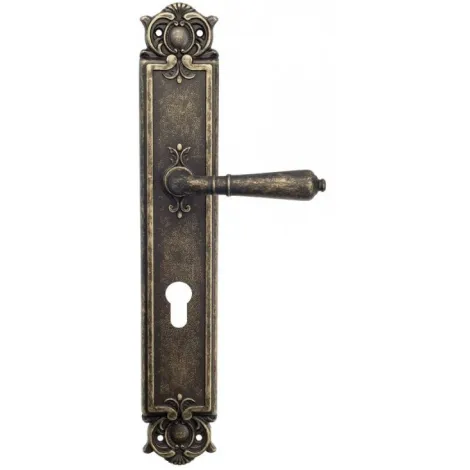Дверная ручка Venezia \"VIGNOLE\" CYL на планке PL97 античная бронза