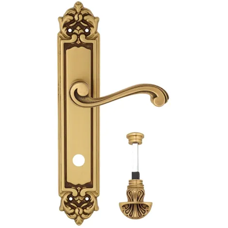 Дверная ручка Venezia \"VIVALDI\" WC-4 на планке PL96 французское золото + коричневый