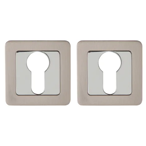 Накладка под цилиндр на квадратном основании Punto ET.K.QR52 (ET QR) SN/CP-3 матовый никель/хром