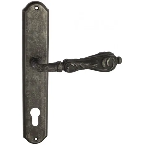 Дверная ручка Venezia \"MONTE CRISTO\" CYL на планке PL02 античное серебро