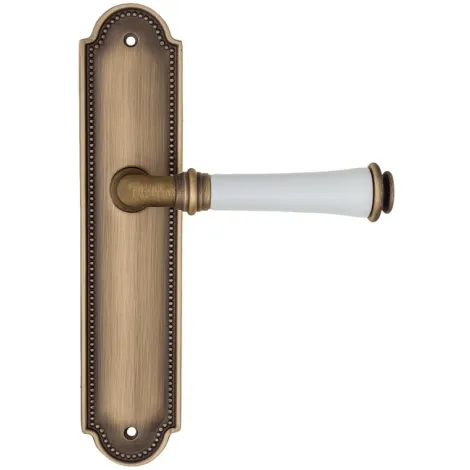 Дверная ручка на планке Fratelli Cattini \"GRACIA CERAMICA BIANCO\" PL248-BY матовая бронза