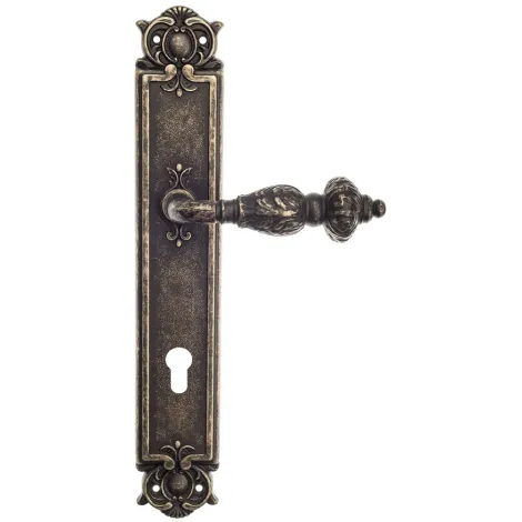 Дверная ручка Venezia \"LUCRECIA\" CYL на планке PL97 античная бронза