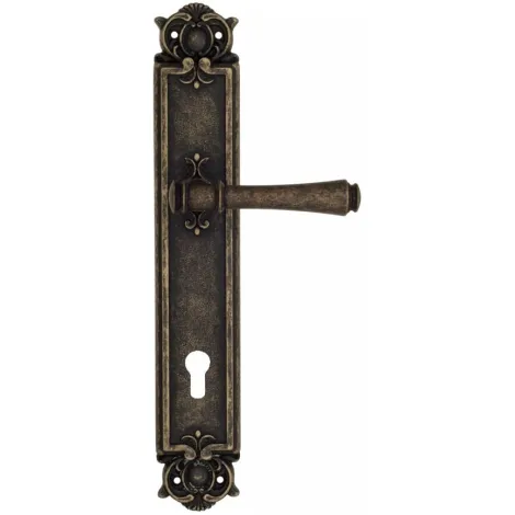 Дверная ручка Venezia \"CALLISTO\" CYL на планке PL97 античная бронза