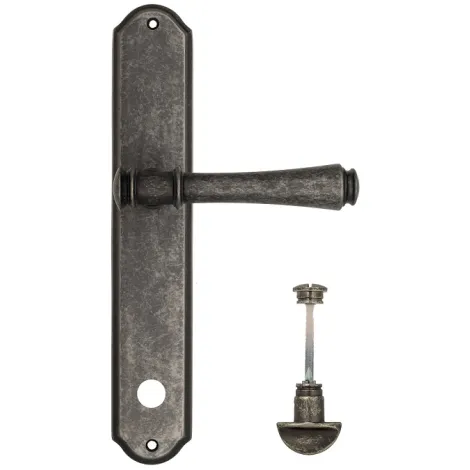 Дверная ручка Venezia \"CALLISTO\" WC-2 на планке PL02 античное серебро