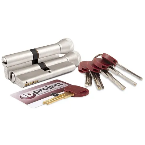 Цилиндровый механизм Mottura с вертушкой DPC1F4646 S3 (92 мм/41+10+41) САТИН.НИКЕЛЬ. 5+1 кл.