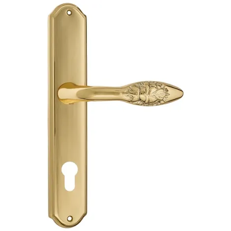 Дверная ручка Venezia \"CASANOVA\" CYL на планке PL02 полированная латунь