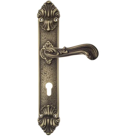 Дверная ручка Venezia GIULIETTA CYL на планке PL95 матовая бронза