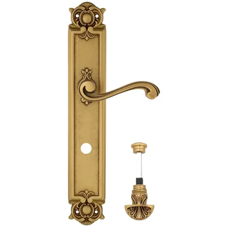 Дверная ручка Venezia \"VIVALDI\" WC-4 на планке PL97 французское золото + коричневый